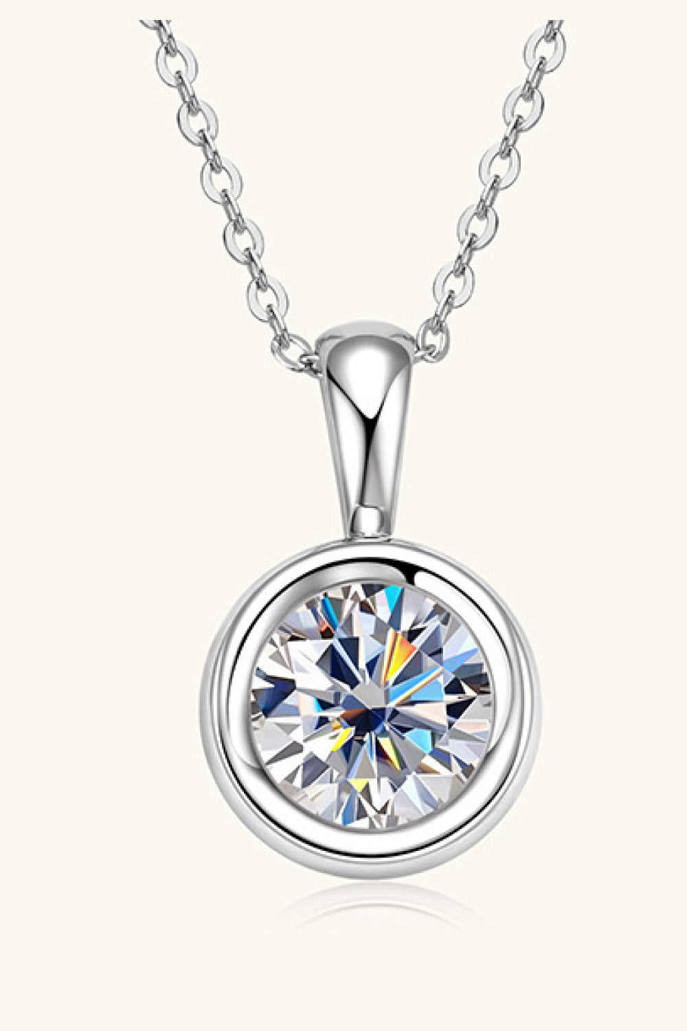 2 Carat Solitare Moissanite 925 Sterling Silver Necklace