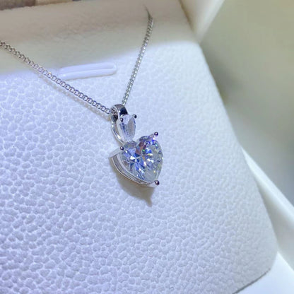 Elegant 2 Carat Moissanite Heart Pendant Necklace