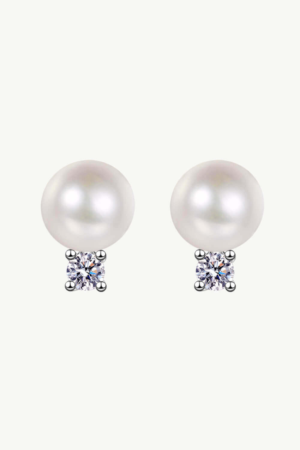 Elegant Moissanite and Pearl Stud Earrings