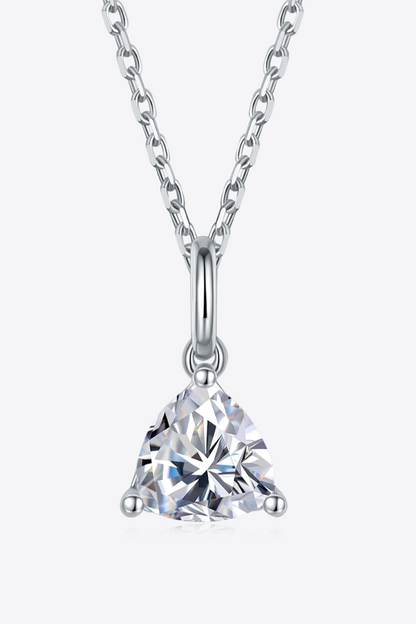 Sparkling Triangle Moissanite Pendant 925 Sterling Silver Necklace