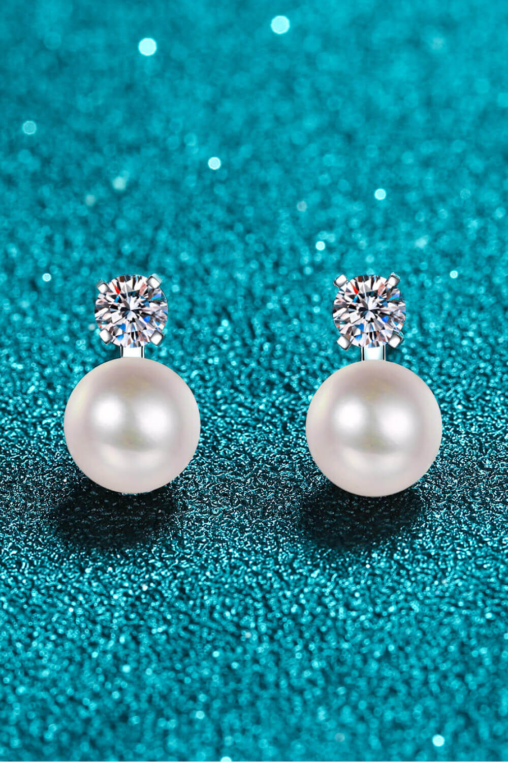 Elegant Moissanite and Pearl Stud Earrings