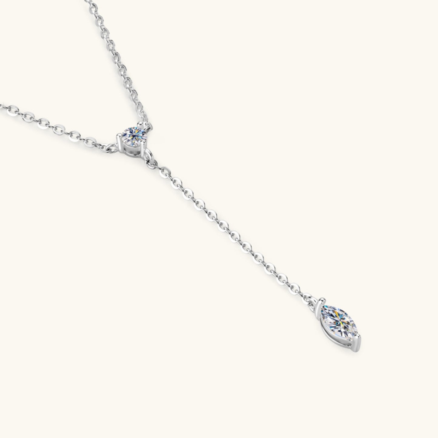 Moissanite 925 Sterling Silver Lariat Necklace