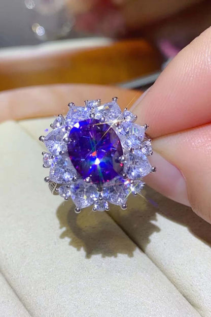 3 Carat Purple Moissanite Platinum-Plated Ring