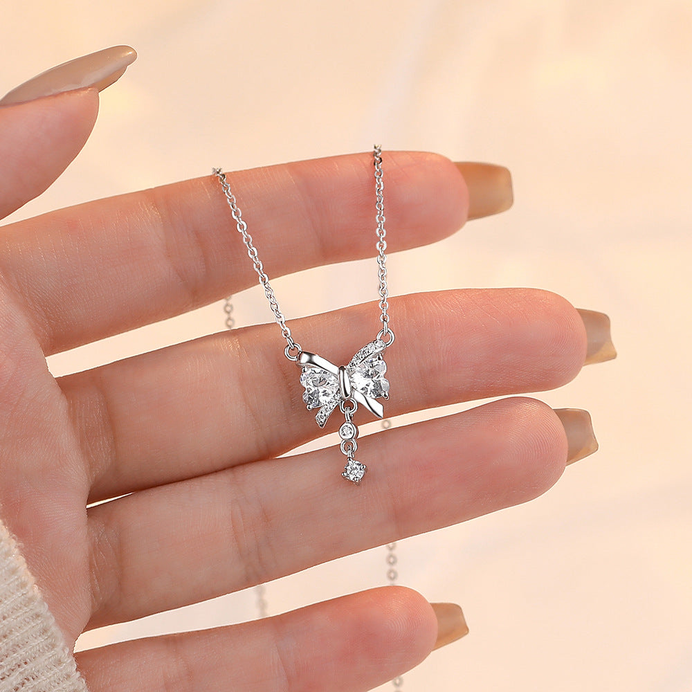 CZ Bow 925 Sterling Silver Necklace