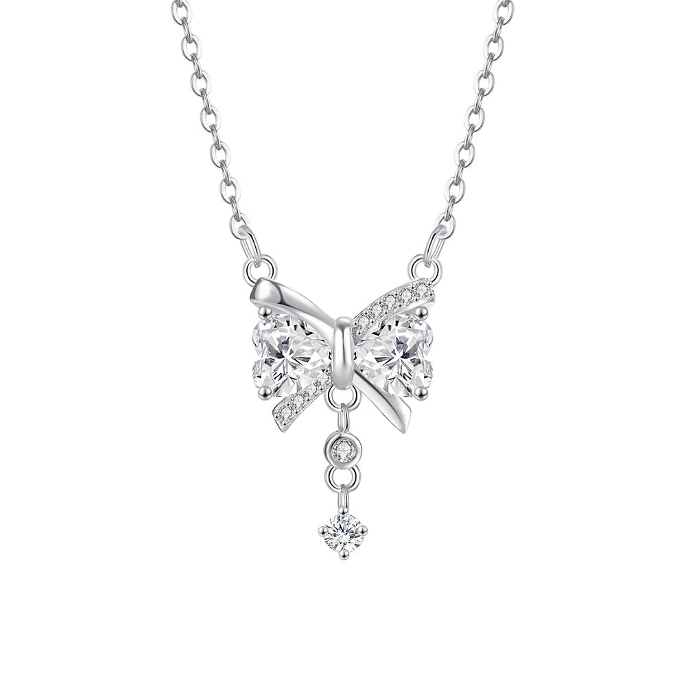 CZ Bow 925 Sterling Silver Necklace