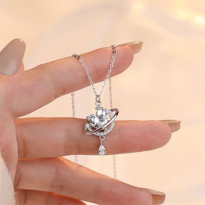 Shining CZ Planet 925 Sterling Silver Necklace