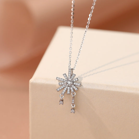 Beautiful CZ Snowflake 925 Sterling Silver Necklace