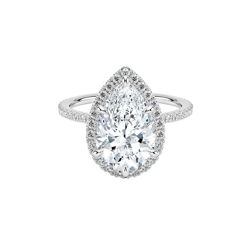 Classic Micro Setting CZ Border Waterdrop Cubic Zirconia 925 Sterling Silver Adjustable Ring