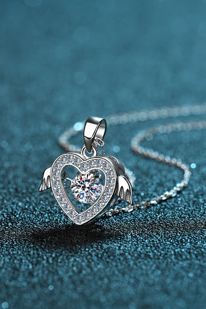 Angel Heart Moissanite 925 Sterling Silver Necklace