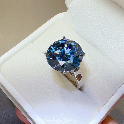 10 Carat Blue Moissanite 925 Sterling Silver Ring