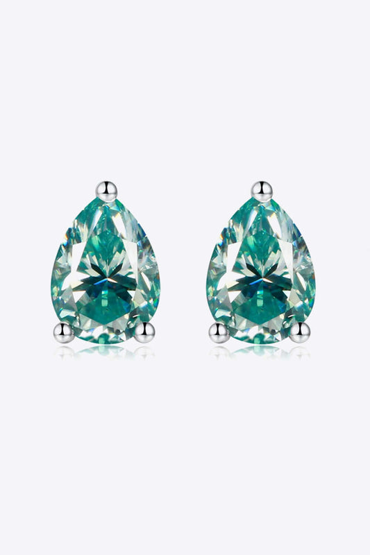 2 Carat Green Moissanite Teardrop Earrings