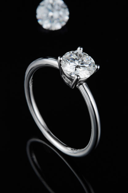 Classic 1 Carat Moissanite 925 Sterling Silver Solitaire Ring