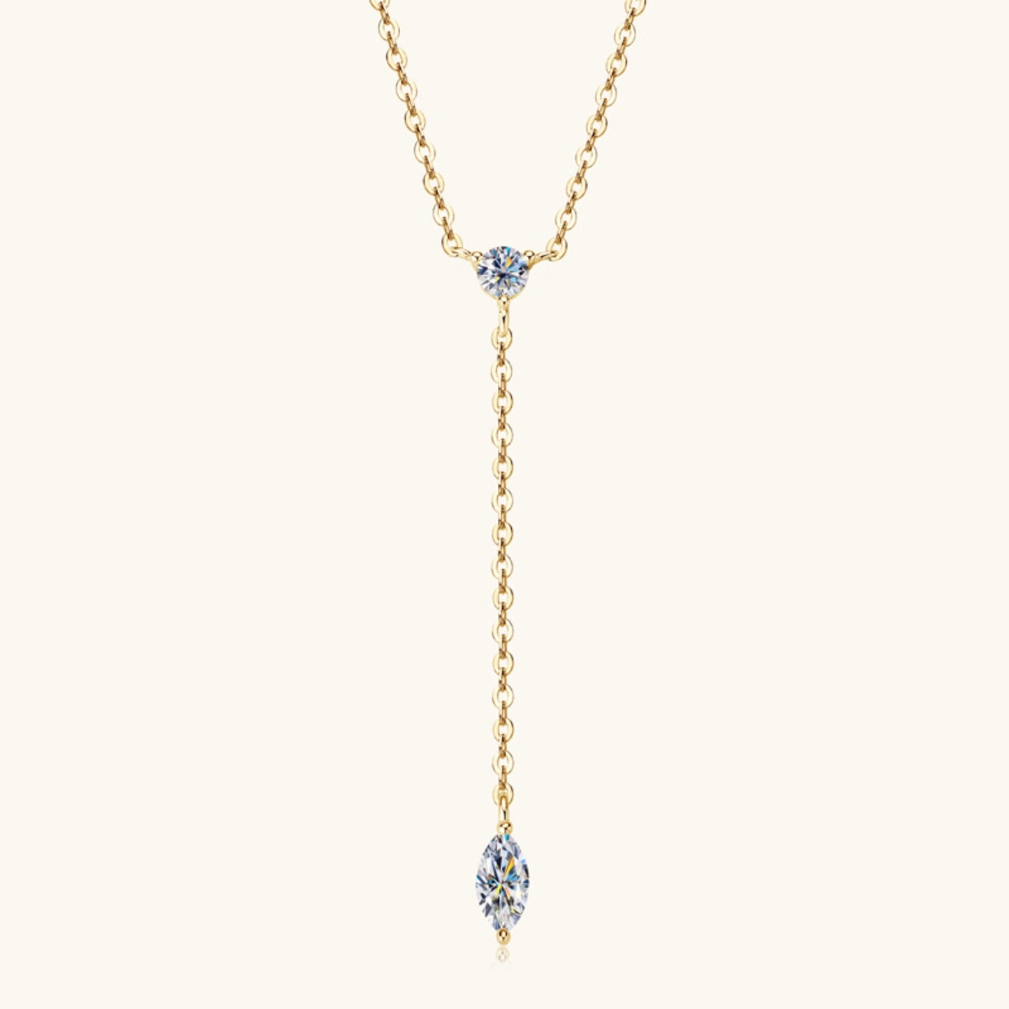 Moissanite 925 Sterling Silver Lariat Necklace