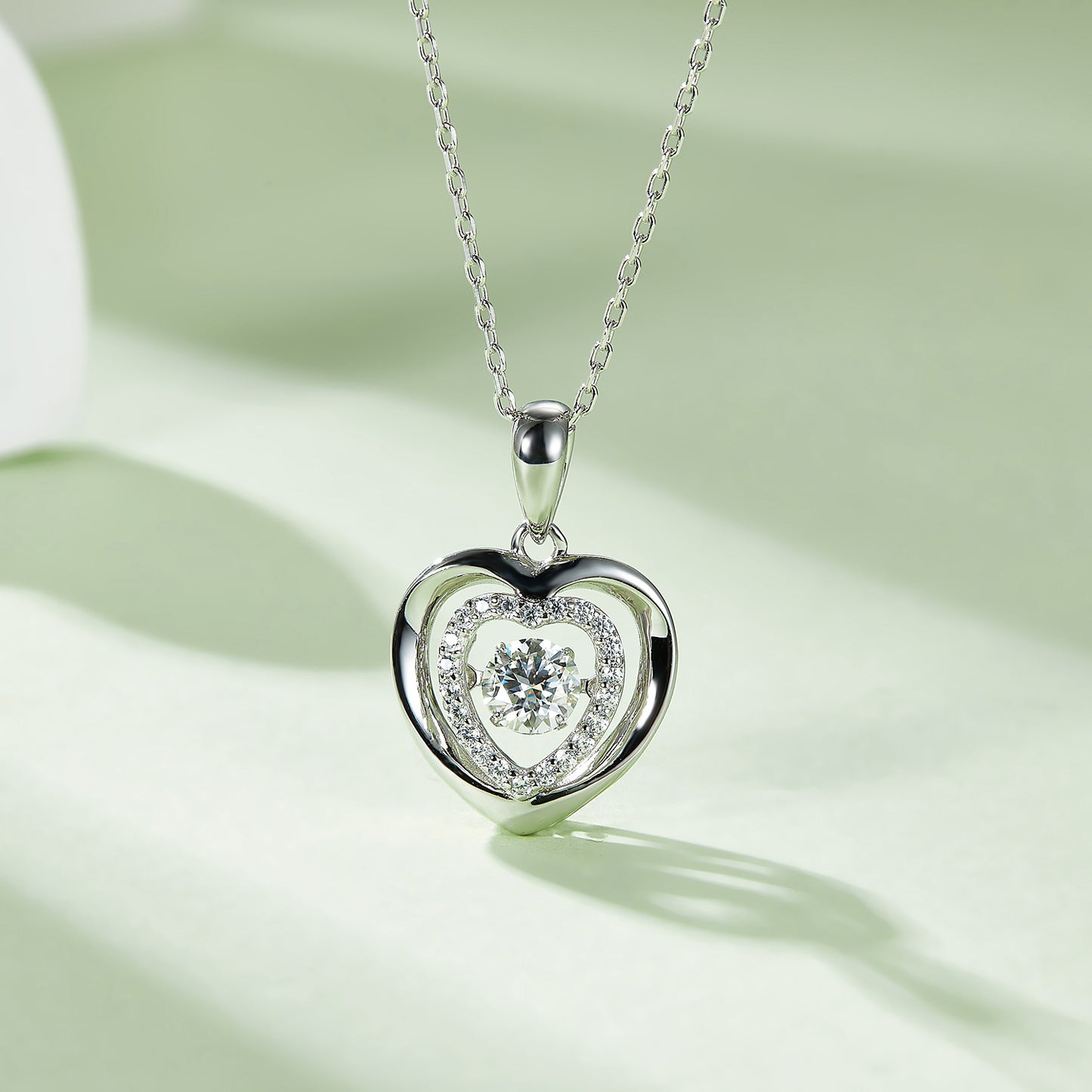 Moissanite Floating Gem Heart Necklace