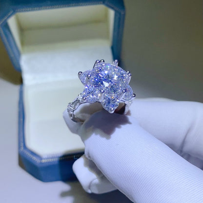 5 Carat Moissanite Flower Ring