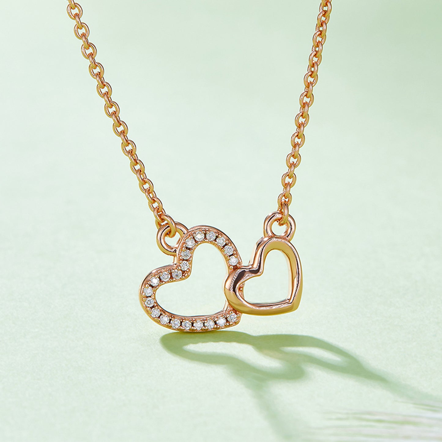 Moissanite Connected Hearts Necklace