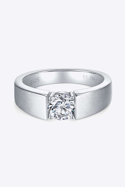 925 Sterling Silver I Carat Moissanite Men's Ring