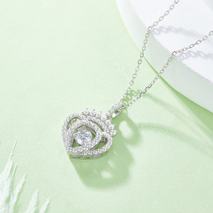 Moissanite Crown Heart Necklace