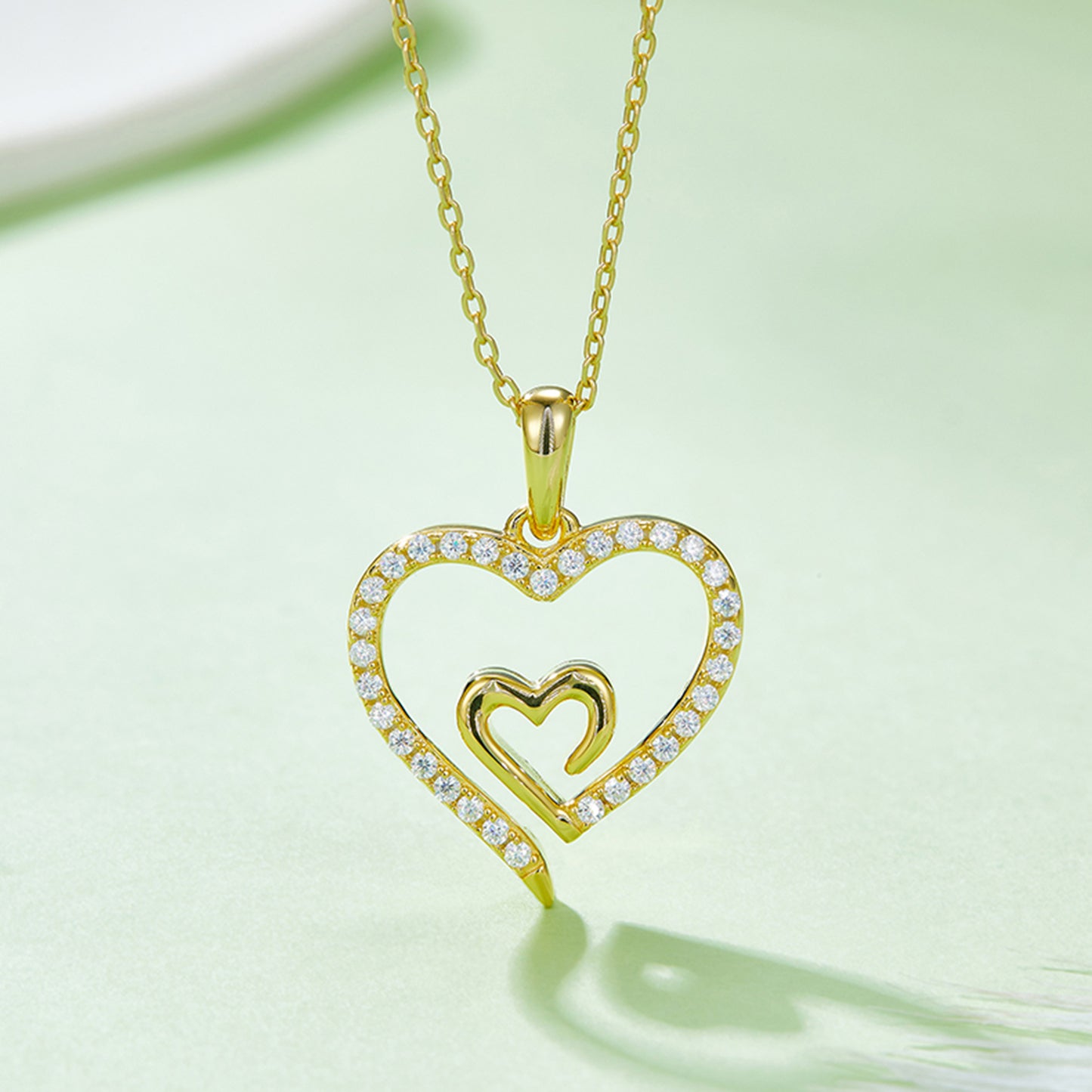 Double Heart Moissanite Pendant Necklace