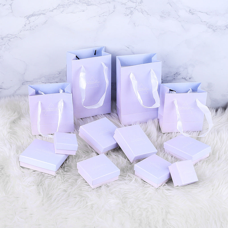 Fashion Gradient Pink Purple Jewelry GIft Box Shopping Bag