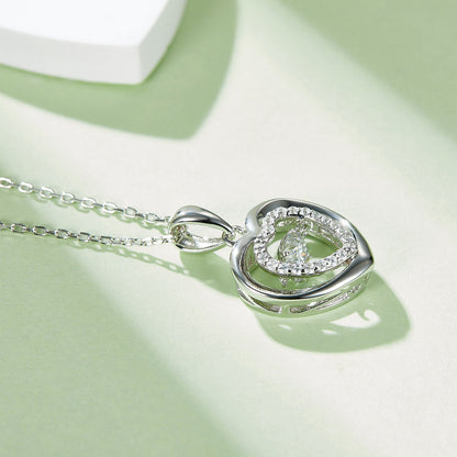 Moissanite Floating Gem Heart Necklace