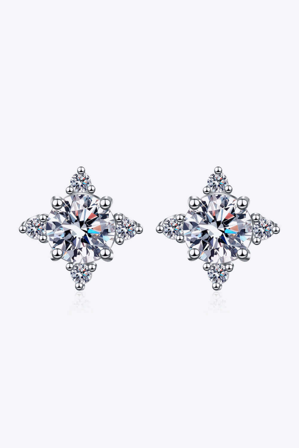 Four Leaf Clover 2 Carat Moissanite Stud Earrings