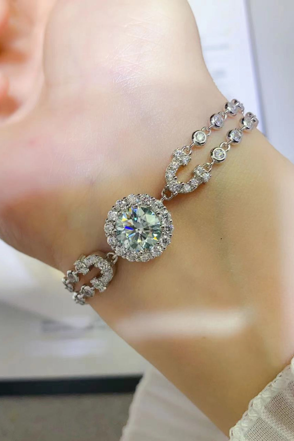 Stunning 2 Carat Moissanite Double-Layered Bracelet