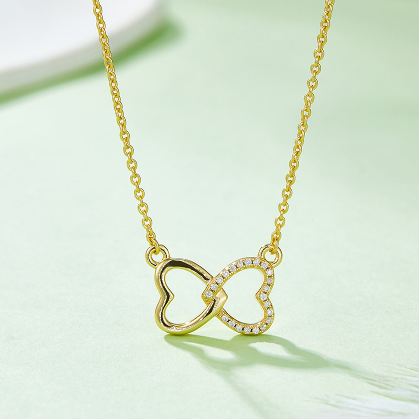 Moissanite Heart Bow Necklace