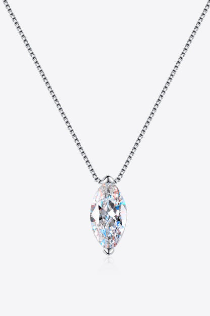 Pear Shaped Solitare 1 Carat Moissanite 925 Sterling Silver Necklace