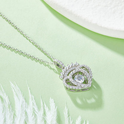 Moissanite Crown Heart Necklace