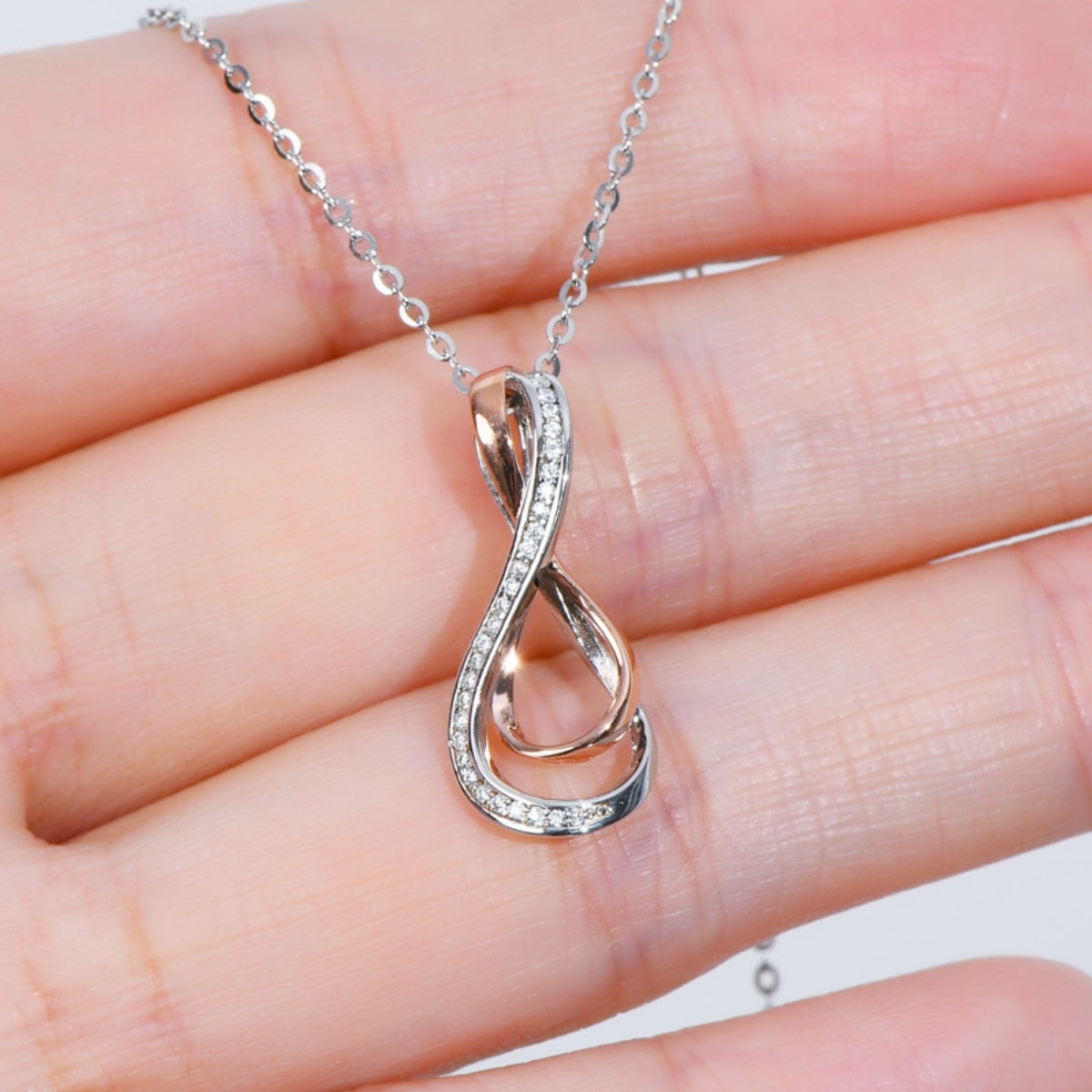 Moissanite Two Tone  Infinity Pendant Necklace