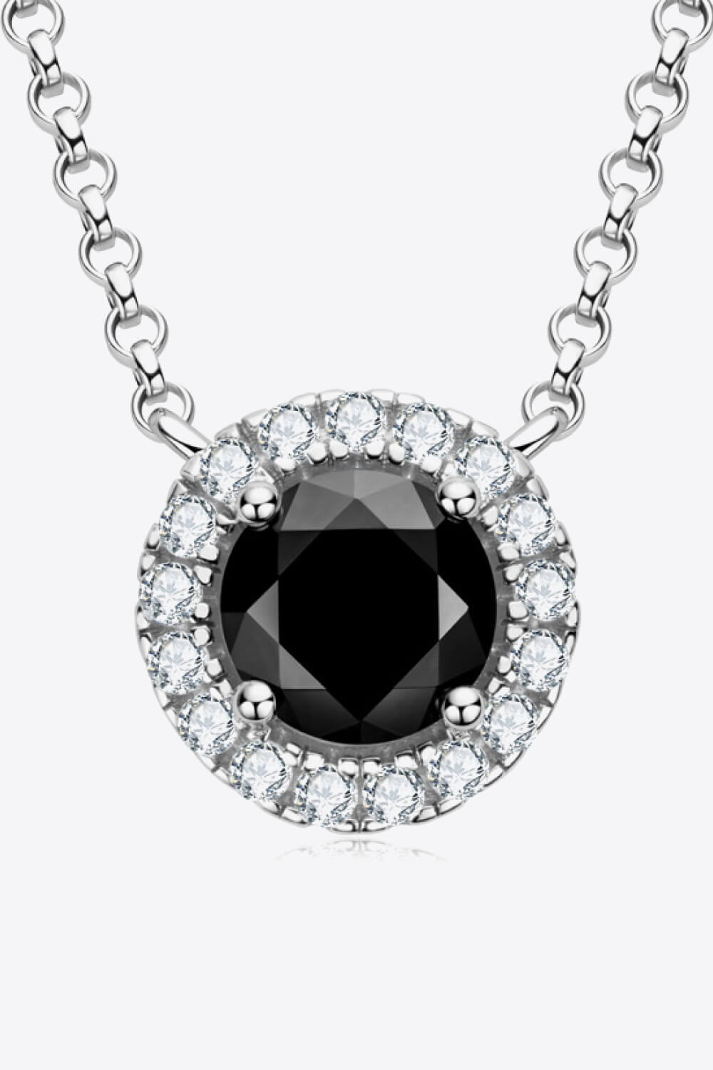 Two-Tone 1 Carat Black Moissanite Round Pendant Necklace