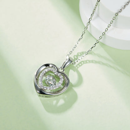 Moissanite Floating Gem Heart Necklace