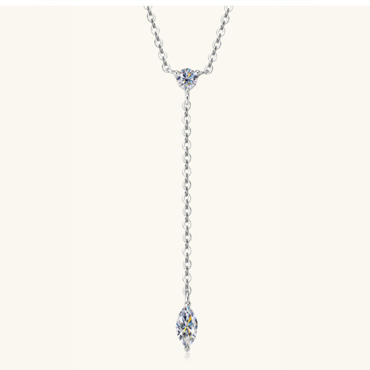 Moissanite 925 Sterling Silver Lariat Necklace