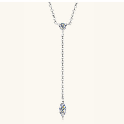 Moissanite 925 Sterling Silver Lariat Necklace