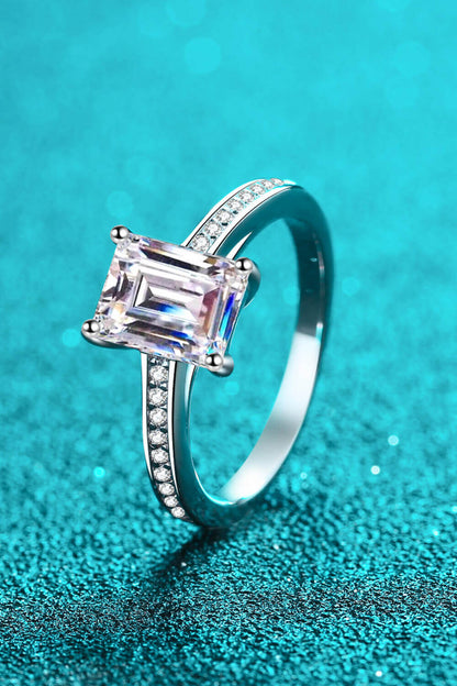 Emerald Cut Micropave Moissanite Ring