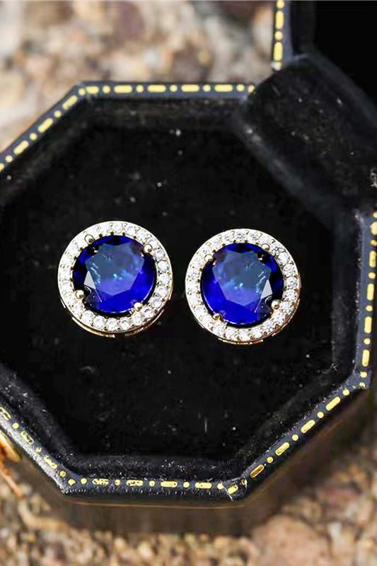 Contrast 2 Carat Blue Moissanite Platinum-Plated Stud Earrings