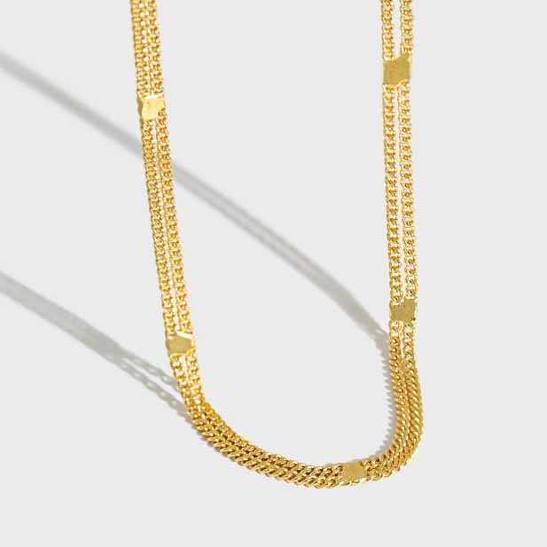 Double Layer Chain 925 Sterling Silver Choker Necklace