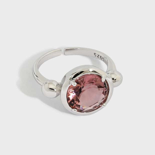 Created Tourmaline 925 Sterling Silver Adjustable Ring