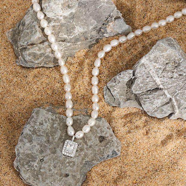 Pearl and CZ 925 Sterling Silver Necklace