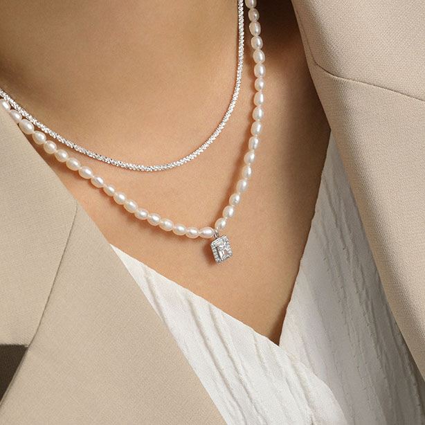 Pearl and CZ 925 Sterling Silver Necklace