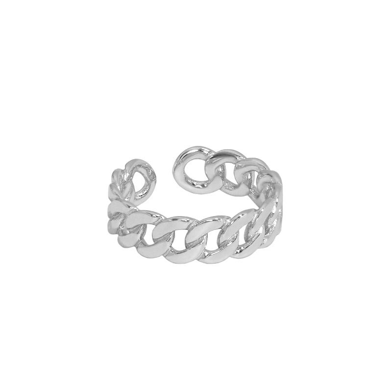 Chain 925 Sterling Silver Adjustable Ring