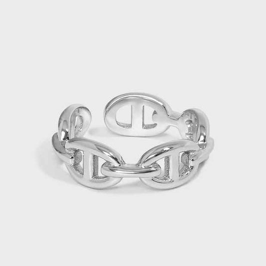 Chain 925 Sterling Silver Adjustable Ring