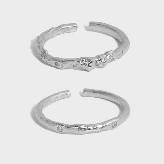 Minimalism CZ Irregular 925 Sterling Silver Adjustable Ring