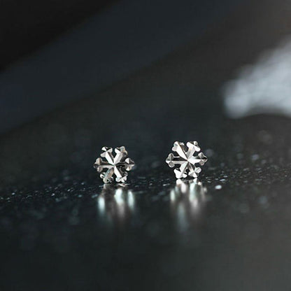 Christmas Snowflake Deer Love Heart CZ Mini S925 Sterling Silver Stud Earrings