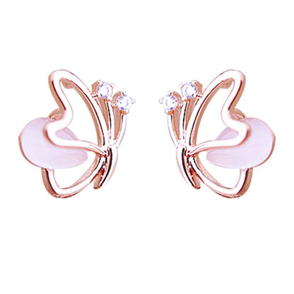 CZ Butterfly 925 Sterling Silver Stud Earrings