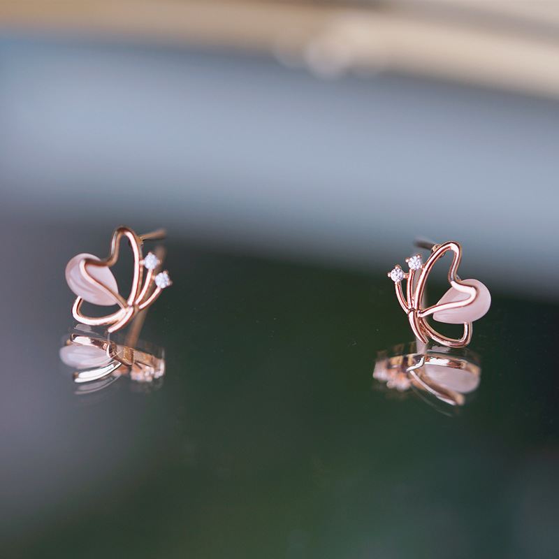 CZ Butterfly 925 Sterling Silver Stud Earrings