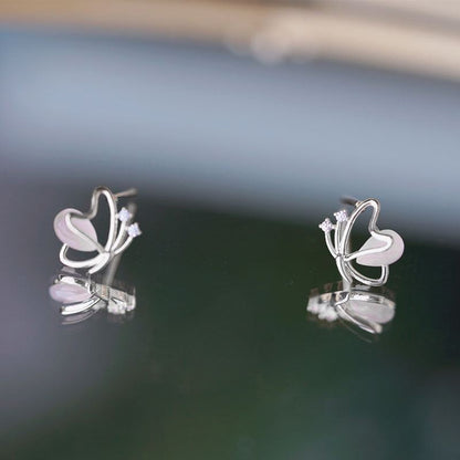 CZ Butterfly 925 Sterling Silver Stud Earrings