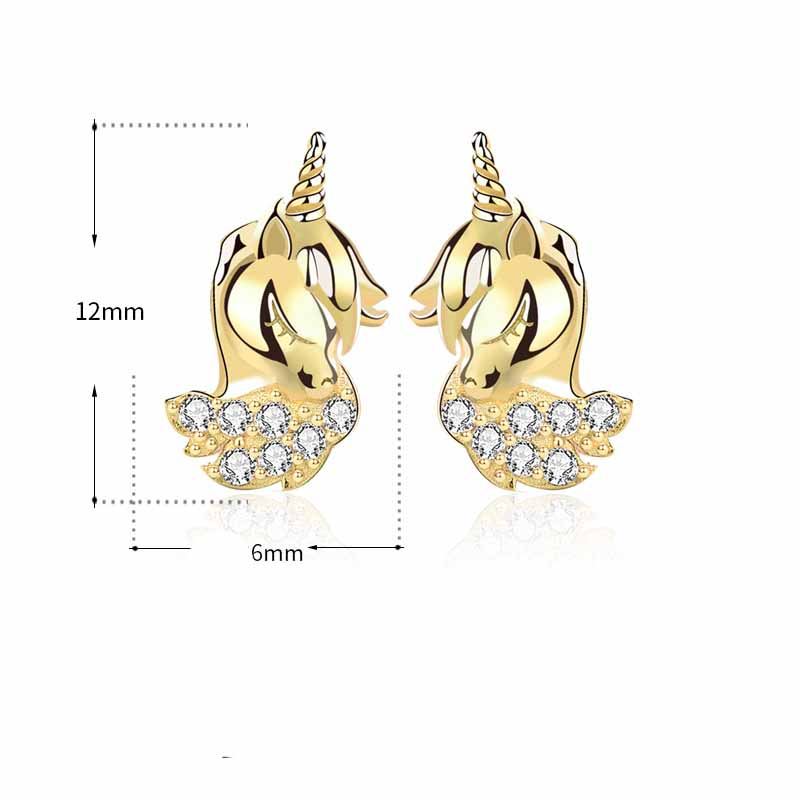 CZ Unicorn 925 Sterling Silver Stud Earrings