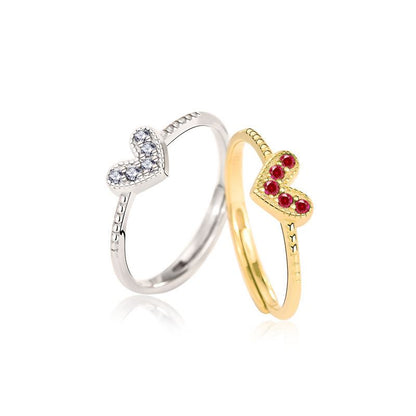 CZ Heart 925 Sterling Silver Adjustable Ring